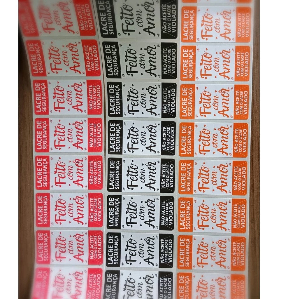 Lacre de Segurança Adesivo Delivery 6x3 cm 2.000 Und. Feito com Amor - Ifood, 99 Food, Rappi. MENOR PREÇO E O MAIS VENDIDO.