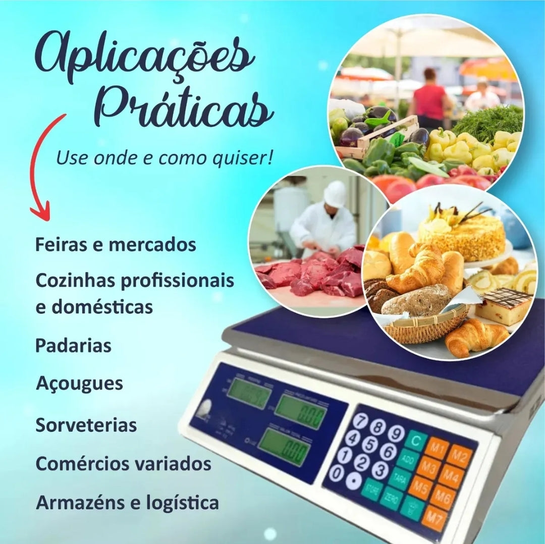 Balança Digital Eletrônica Comercial 40 kg precisão mercado azul hold on. MENOR PREÇO E O MAIS VENDIDO
