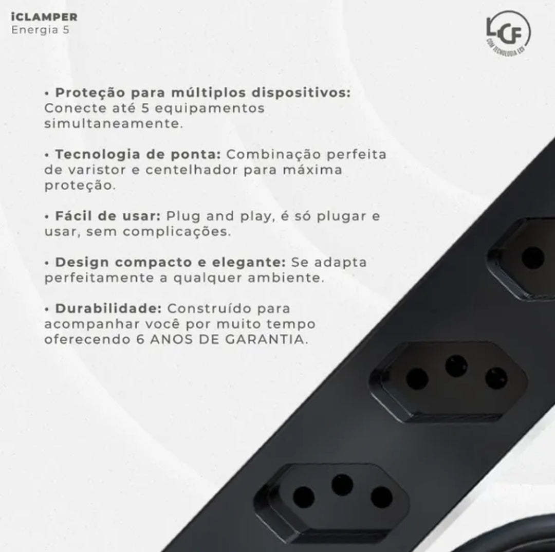 Filtro de Linha com 5 Tomadas 3 Pinos 10 Amperes Anti Raio. MENOR PREÇO E O MAIS VENDIDO