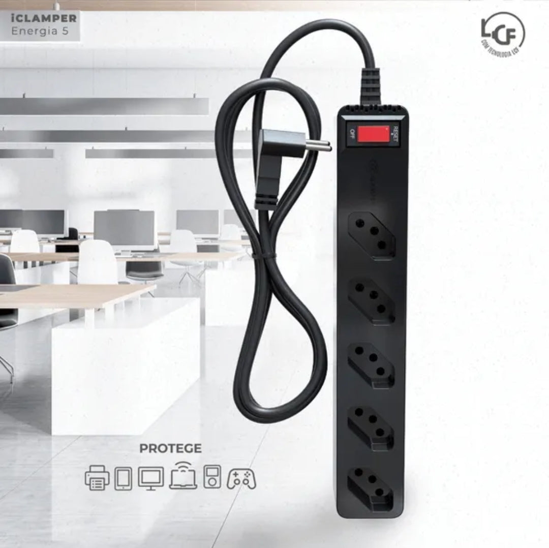 Filtro de Linha com 5 Tomadas 3 Pinos 10 Amperes Anti Raio. MENOR PREÇO E O MAIS VENDIDO