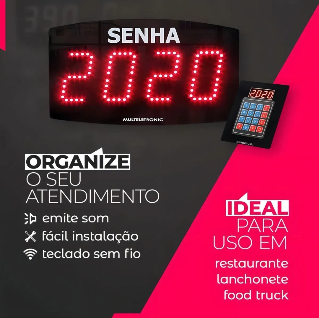 Painel de Senha com Teclado - Organize Atendimento.  MENOR PREÇO E O MAIS VENDIDO