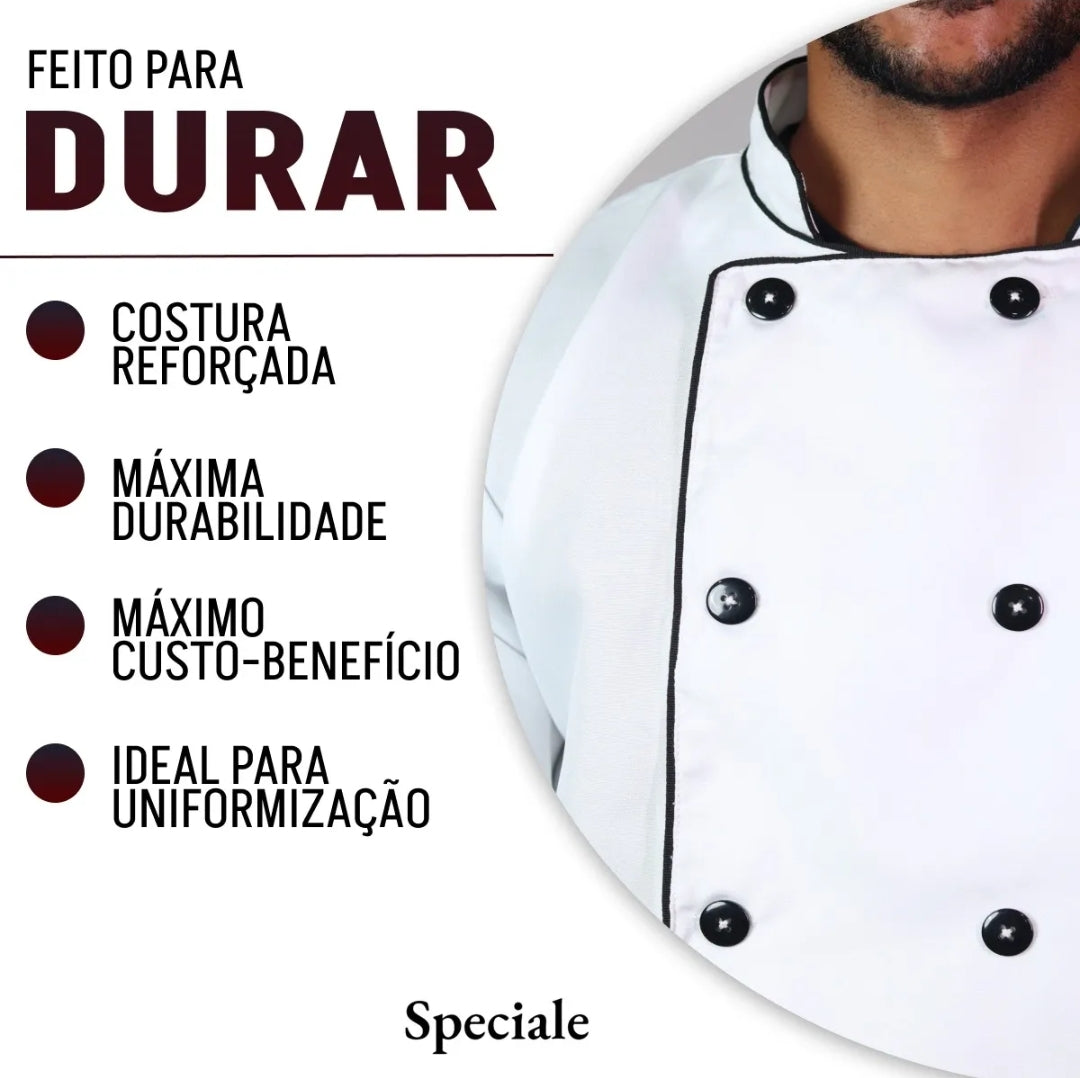 Dolma Chef Uniforme de Cozinha Doma Unisses Gola Padre. O MENOR PREÇO E O MAIS VENDIDO.