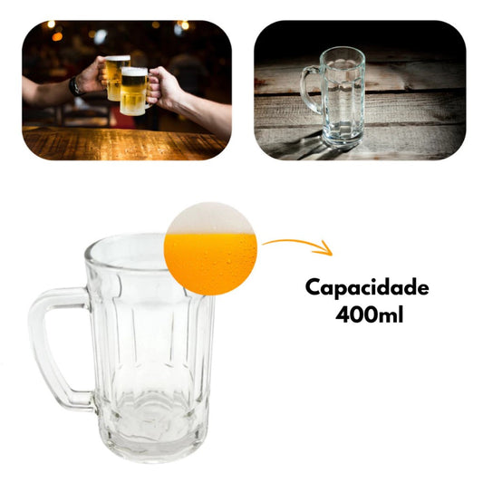 Kit 6 Caneca de Chopp e Cerveja Vidro. MENOR PREÇO E A MAIS VENDIDA.