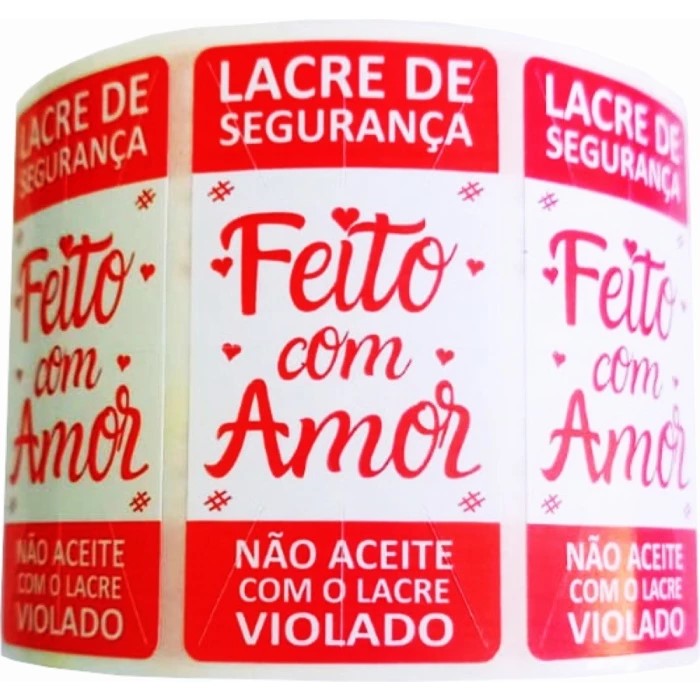 Lacre de Segurança Adesivo Delivery 6x3 cm 2.000 Und. Feito com Amor - Ifood, 99 Food, Rappi. MENOR PREÇO E O MAIS VENDIDO.